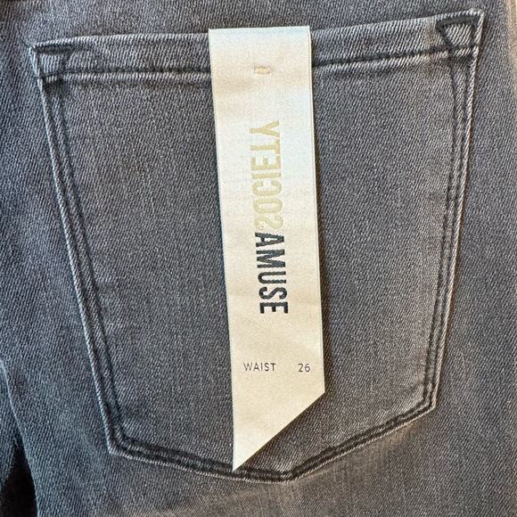 *New* AMUSE SOCIETY Cropped Demi Bootcut Size 28 Washed Black Grunge Street Goth - Picture 5 of 9